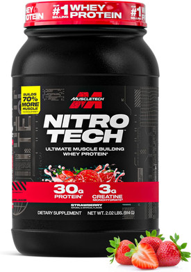 Muscletech Whey Protein Powder (Cookies & Cream, 4 Pound) - Nitro-Tech Ultimate Muscle Building Formula With Whey Protein Isolate & Peptides - 30G Of Protein, 3G Of Creatine & 6.8G Of Bcaa