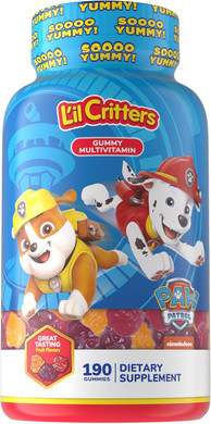 LIl Critters Paw Patrol Gummy Vites Daily Gummy Multivitamin For Kids, Vitamin C, D3 For Immune Support Cherry, Orange And Blueberry Flavors, 190 Gummies