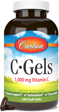 Carlson - C-Gels, 1000Mg, Vitamin C Softgels, Immune Support & Heart Health, Vitamin C Softgels, Antioxidant, Vitamin C Supplement, 250 Softgels