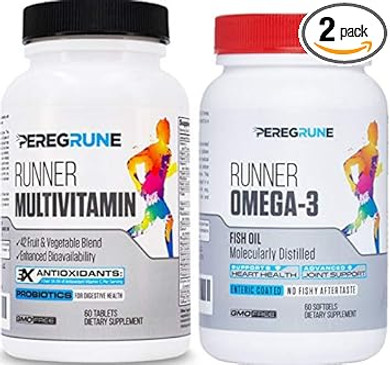 Runner Multivitamin, Omega-3 Fish Oil, Joint Supplement (1 Month - 60 Tablets, 60 Softgels, 90 Capsules)