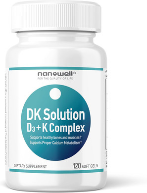 Dk Solution 120 Softgels X 2 Bottles (Vitamin D3 + K Complex) - Dietary Supplement For Bone, Teeth And Muscle Health, Immune Support (240 Count)