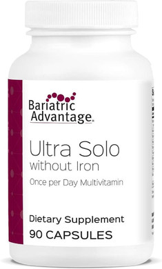 Bariatric Advantage Ultra Solo Without Iron - Once-Per-Day Daily Multivitamin - For Bariatric Patients - With Thiamin, Vitamin A & More - Gluten Free - 90 Capsules