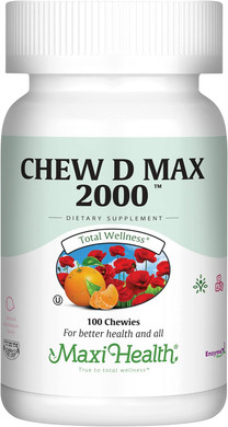 Maxi Health Chewable Vitamin D3 2000 Iu Supplement - Delicious Natural Bubble Gum Flavor - Supports Calcium Absorption, Immune And Bone Health In Adult Women, Men, Children & Toddlers - 200 Chews