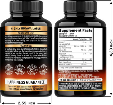 Vitamin D3 K2 - Vitamin D3 10000 Iu & K2 As Mk-7 120 Mcg - Immune & Mood Support, For Bone & Teeth Health - With Magnesium, Zinc & Vitamin C & B12 - Highly Bioavailable - Made In Usa, 240 Capsules