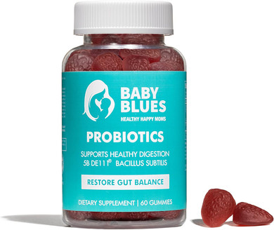 Baby Blues Probiotic Gummies For Women  Organic Strawberry Flavor  Gut, Immune, Skin & Vaginal Health  5 Billion Cfu De111®  Vegan Daily Supplement For Moms  Pre/Postnatal Support