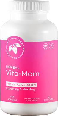 Mountain Meadow Herbs Vita-Mom Prenatal Vitamins  Herbal Supplement For Women With Folic Acid, Iron, Multivitamins & Organic Herbs  120 Softgels (2-Month Supply)