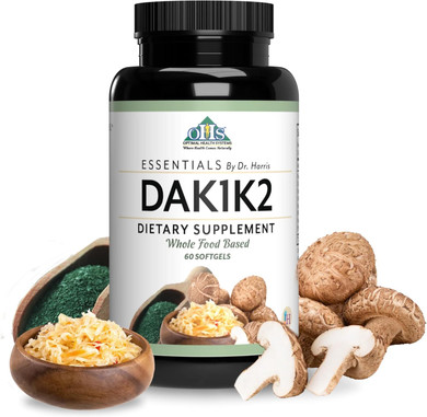 Optimal Health Systems Essential Dak1K2 | Vitamin D3 + A + K1 + K2 Immune Support, Bone Health, & Heart Health | Vitamin D W/Mk-7 | 5000 Iu | (Non-Gmo, Whole Food, Gluten-Free) 60 Softgels