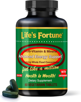 Life'S Fortune Multivitamin & Mineral 60 Tablets, All Natural Energy Source Supplying Whole Food Concentrates, Antioxidants, Amino Acids, Enzymes, Trace Minerals & More