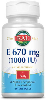 Kal E-1000 D-Alpha Tocopherol 1000 Iu Softgels, 30 Count