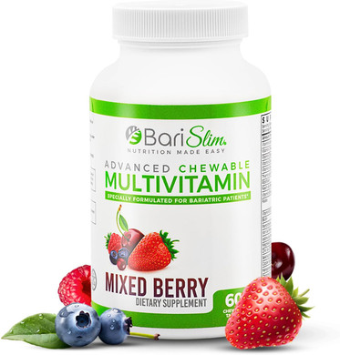 Barislim Advanced Chewable Bariatric Multivitamin Tablets - Bariatric Vitamin And Supplement For Post Bariatric Surgery Including Gastric Bypass & Gastric Sleeve | Mixed Berry (60 Count)