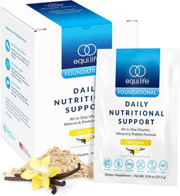 Equilife Daily Nutritional Support, All-In-One Multivitamin Meal Replacement, Pure Vanilla Flavor, 15G Plant Protein, Supports Overall Wellness Including Energy, Digestion, & Skin, 14 Servings