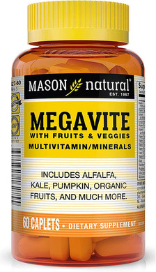 Mason Natural Vitamin Megavite Fruits And Veggies Mineral Formula, 60 Count