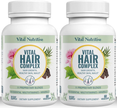 Vital Hair Complex  Biotin & Vitamin B Hair Vitamins For Women & Men  Supports Healthy Hair, Skin & Nails  Hormone-Free, Gluten-Free  Hair Supplement For Women & Men
