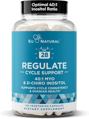 Regulate Cycle Support  Hormone Balance For Women At Optimal 40:1 Myo-Inositol & D-Chiro Inositol  Supplement For Period Consistency, Menstrual & Ovulation Support  120 Vegan Soft Capsules