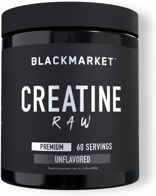 Blackmarket Raw Creatine - Workout Powder Drink Mix For Men & Women, Improve Muscle Size, Strength, Definition, Provides Rapid Absorption & Improves Performance, 300 Grams