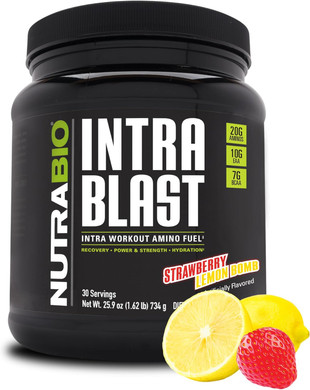 Nutrabio Intra Blast Bcaa Powder Amino Acid Supplement, Electrolyte & Hydration Blend, Intra, Pre Workout & Muscle Recovery, 20G Eaa Amino Acids Powder, 5G Glutamine- Grape Berry Crush, 30 Serving