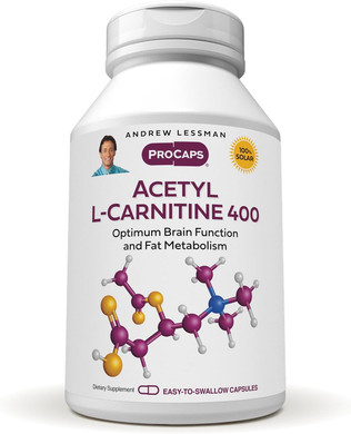 Andrew Lessman Acetyl L-Carnitine 400 Mg - 360 Capsules - Support For Nervous System, Fat And Energy Metabolism, Healthy Brain Function, Healthy Blood Flow To The Brain. Easy-To-Swallow Capsules