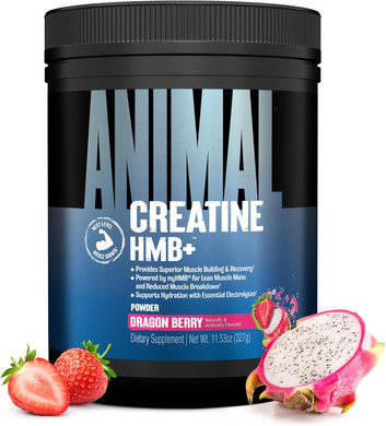 Animal Creatine Hmb+ - Creatine Monohydrate Powder With Hmb & Electrolytes, Supports Muscle Growth, Recovery, Endurance, Gym & Workout Supplements For Men & Women - Dragon Berry Flavored, 30 Servings