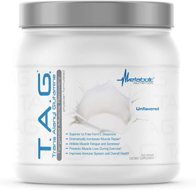 Metabolic Nutrition, Tag, Trans Alanyl Glutamine, 100% L-Glutamine Peptide Powder, Pre Intra Post Workout Supplement, 400 Grams (40 Servings) (Fruit Punch)