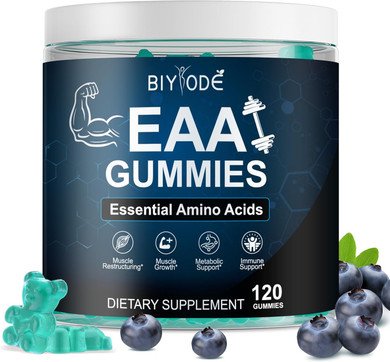 Eaa Gummies: Essential Amino Acids All 9 Essential Aminos & Branched-Chain Aminos Non-Gmo Gluten Free Vegetarian-Friendly 120 Gummie Blue Raspberry