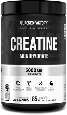 Jacked Factory Creatine Monohydrate Powder 150G - Creatine Supplement For Muscle Growth, Increased Strength, Enhanced Energy, & Improved Athletic Performance 30 Servings, Unflavored