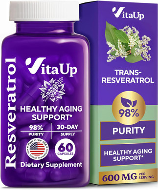 Trans-Resveratrol Supplement  Usa Made Resveratrol Capsules 600Mg - Standardized To 98% Trans-Resveratrol  Antioxidant For Healthy Aging, Energy & Cardiovascular Support  60 Capsules