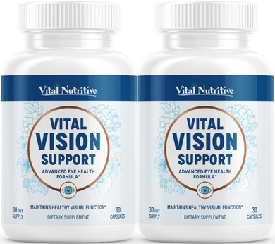 Vital Vision Support  Eye Health Supplement With Vitamin A, Lutein, Beta Carotene & Antioxidants  Eye Vitamins Support Hydration & Oxidative Stress -60 Days Supply
