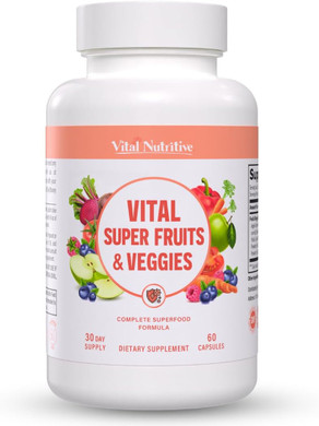 Vital Super Fruits & Veggies - Daily Superfood Capsules For Adults - Fruit And Veggies Supplement To Boost Immunity & Energy - 2-In-1 Formula For Overall Wellness - Fruit And Vegetable Capsules