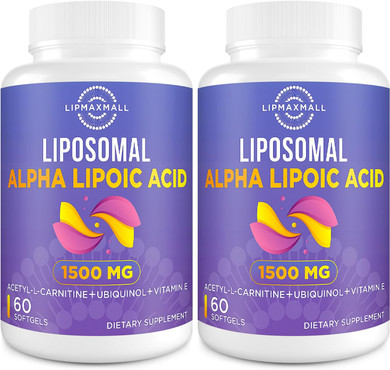 Liposomal Alpha Lipoic Acid 1500Mg-With Acetyl-L-Carnitine 900Mg& Ubiquinol 100Mg& Vitamin E 15Mg?Ala Supplement For Antioxidants Glucose Metabolism Nerve Energy Cardiovascular,60 Softgels