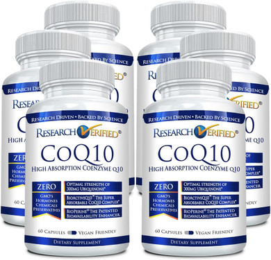 Research Verified Coq10-100% Pure Extra Strength 300Mg Coq10  Improved Absorption And Bioavailability With Bioperine - Boost Antioxidant Levels, Improve Cardiovascular Health, 180 Vegan Capsules