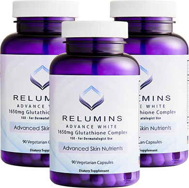 Relumins L-Glutathione Complex 1650Mg - Antioxidant Support With Alpha Lipoic Acid, Nac, L-Methionine, Vitamin E - Halal & Cgmp Certified, Skin Health Supplement - 90 Vegetarian Capsules X 3 Bottles