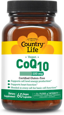 Country Life Simply Coq10 100Mg  Supports Heart Function & Cellular Energy, Vegan Softgels, Certified Gluten-Free, Non-Gmo Supplement, 60 Ct  Cardiovascular Health Support