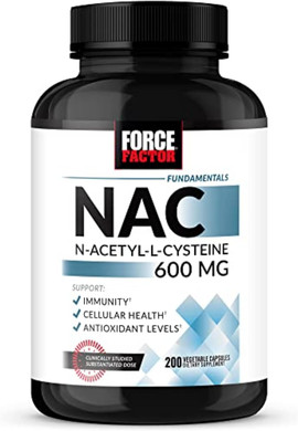Force Factor Nac 600 Mg, N-Acetyl Cysteine For Liver Health, Immune Support & Antioxidant Production, Clinically Studied Dose, 200 Servings