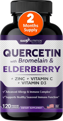 Gade Nutrition Quercetin With Bromelain & Elderberry | Quercetin With Vitamin C And Zinc | Zinc Quercetin 500Mg With Vitamin D3 | Daily Immune Support Supplement - 6 Months Supply