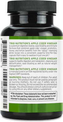 Trio Nutrition Apple Cider Vinegar Capsules With Billions Of Multi-Strain Probiotics - Natural Sugar Free Acv Capsules With The Mother For Gut Health, Immunity, Body Cleanse & Healthy Ph
