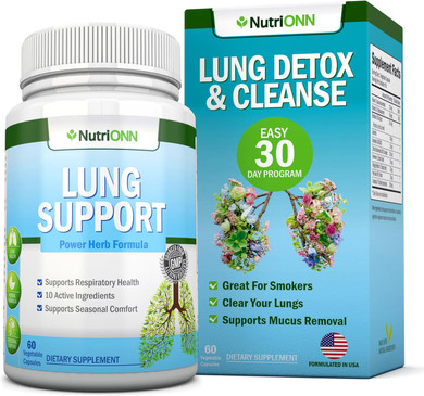 Lung Detox And Cleanse - Great For Smokers - Extra Strength - 100% Herbal Lung Health Supplements - Mucus Removal Support - Promotes Respiratory Health - Natural Way To Keep Your Lungs Clear