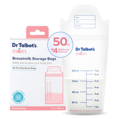 Dr. Talbot'S Mom Breastmilk Storage Bags With 4 Milkfresh Sensors - 50 Count