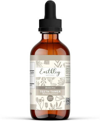 Earthley Wellness Teeth Tamer, Teething Relief For Babies & Kids, Soothes Drooling, Gum Discomfort & Irritability, Organic Herbal Formula, Essential Oil Free, Alcohol-Free & Sugar-Free (1.69 Oz)