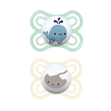 Mam Perfect Baby Pacifier, Patented Nipple, Developed With Pediatric Dentists & Orthodontists, 2 Pack, 0-6 Months, Boy