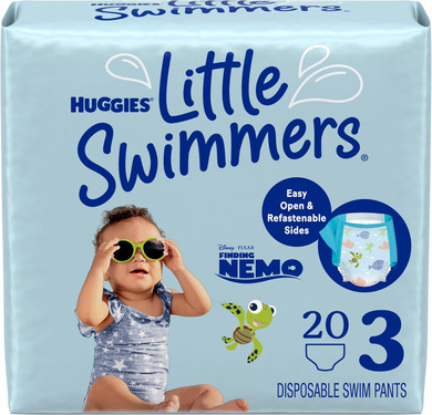 Huggies Little Swimmers Disposable Swim Diapers, Size 3 (16-26 Lbs), 20 Ct
