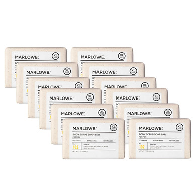 Marlowe. No. 102 Body Scrub Soap 7 Oz (3 Bars), Oud Wood, Exfoliating Soap Bar With Shea Butter, Olive Oil & Green Tea Extracts, Cleanses, Smooths & Revitalizes Skin, Earthy & Smoky Scent