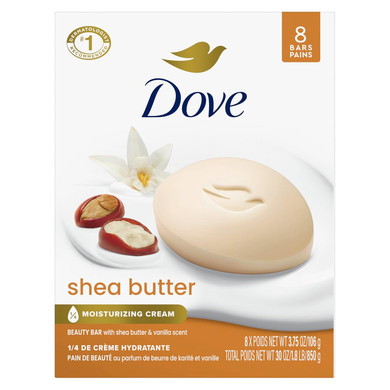 Dove Beauty Bar Soap Glowing Mango & Almond Butters, 8 Bars For Radiant Skin, Illuminates Skin 3.75 Oz
