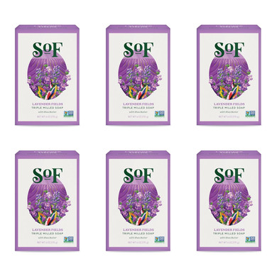 Sof Triple Milled Bar Soap - With Coconut Oil & Organic Shea Butter- Vegan & Non Gmo- Free From Phthalates, Sulfates & Parabens- Lush Gardenia - 6 Oz Bar 6 Bars
