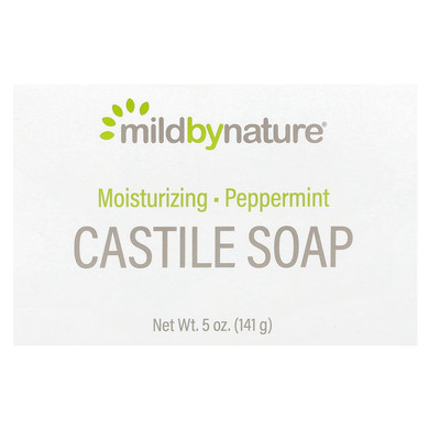 Castile Bar Soap, Peppermint, 5 Oz (141 G), Mild By Nature