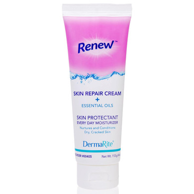 Dermarite Renew Skin Repair Cream - Every Day Moisturizer & Skin Protectant With Dimethicone And Aloe Vera - Powder Scent, 4 Oz. Tube, 2 Count