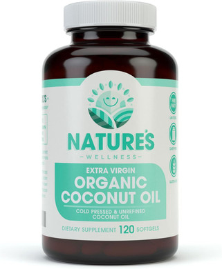 Natures Wellness Organic Coconut Oil 2000Mg - Healthy Skin, Nails, Hair Growth  Extra Virgin, Cold Pressed, Unrefined Non Gmo - Rich In Mct Mcfa - Support Brain Function