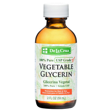 De La Cruz Vegetable Glycerin, 100% Pure Liquid Glycerine Usp Grade For Hair, Skin And Diy Projects, Glass Bottle, 2 Fl. Oz