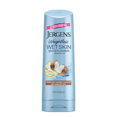 Jergens Wet Skin Body Moisturizer With Coconut Oil, In Shower Lotion For Dry Skin, Fast-Absorbing, Non-Sticky, Dermatologist Tested, 10 Oz