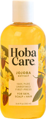 Hobacare Jojoba Oil For Hair, Skin, Face, Body, Scalp, Nails, Beard Care, Massage  100% Pure Unrefined Natural Carrier Oil  Moisturizing, Vegan, Cruelty-Free, Hexane Free (8.45 Oz)