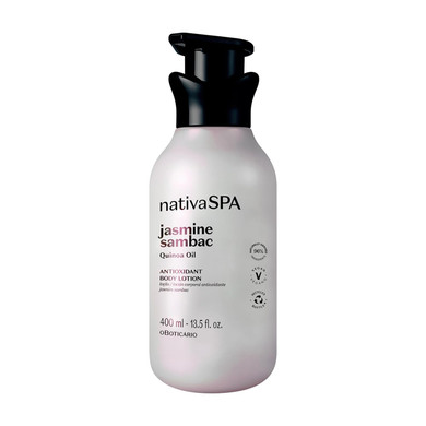Nativa Spa By O Boticario Jasmin Sambac Anti-Stress Body Lotion, Fragranced Moisturizer Enriched With Purified Quinoa Drops To Boost Hydration, 13.5 Ounce (400Ml)